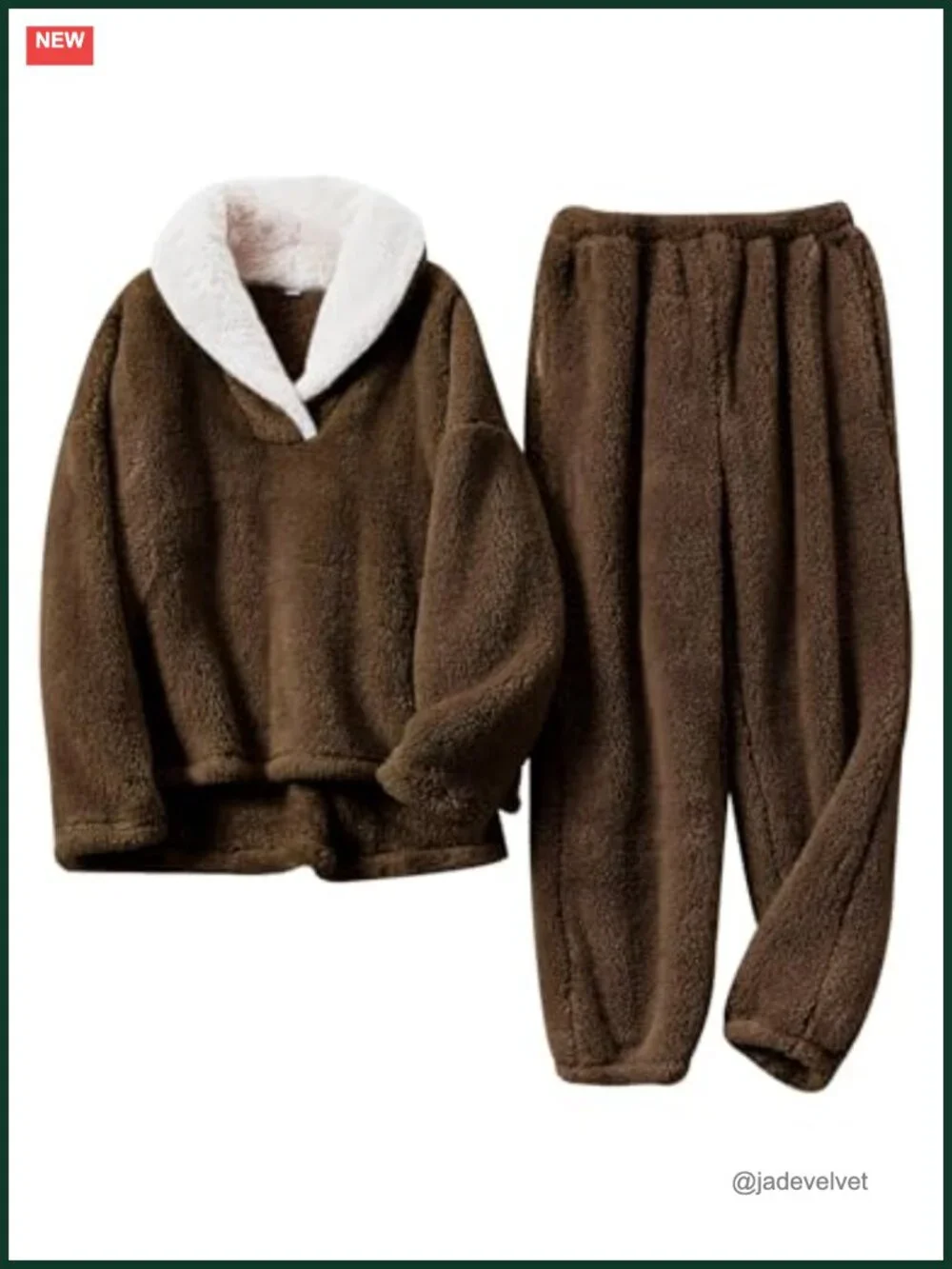 Mens Fleece Pajamas Set Flannel Loungewear Sleepwear
